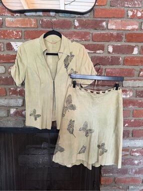 Roberto Cavalli Vintage Mint Green Butterfly Print Two Piece Set